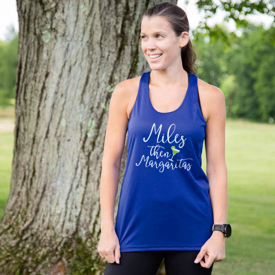Women's Racerback Performance Tank Top - Miles Then Margaritas - Image 4