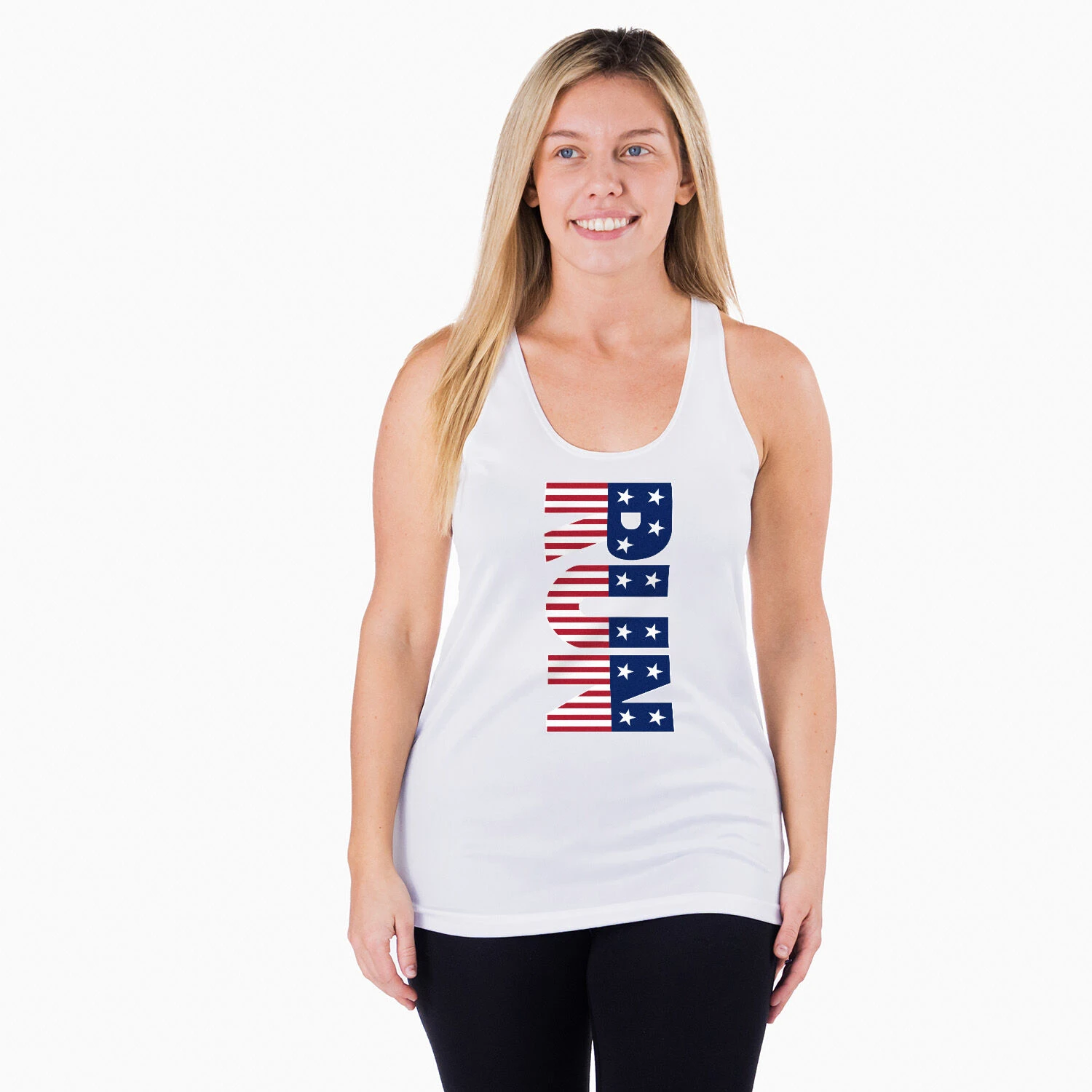 Women's Racerback Performance Tank Top - Patriotic Run - Image 2