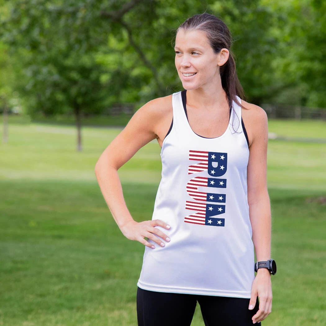 Women's Racerback Performance Tank Top - Patriotic Run - Image 4