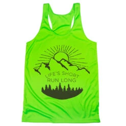 Women's Racerback Performance Tank Top - Life's Short Run Long (Mountains)
