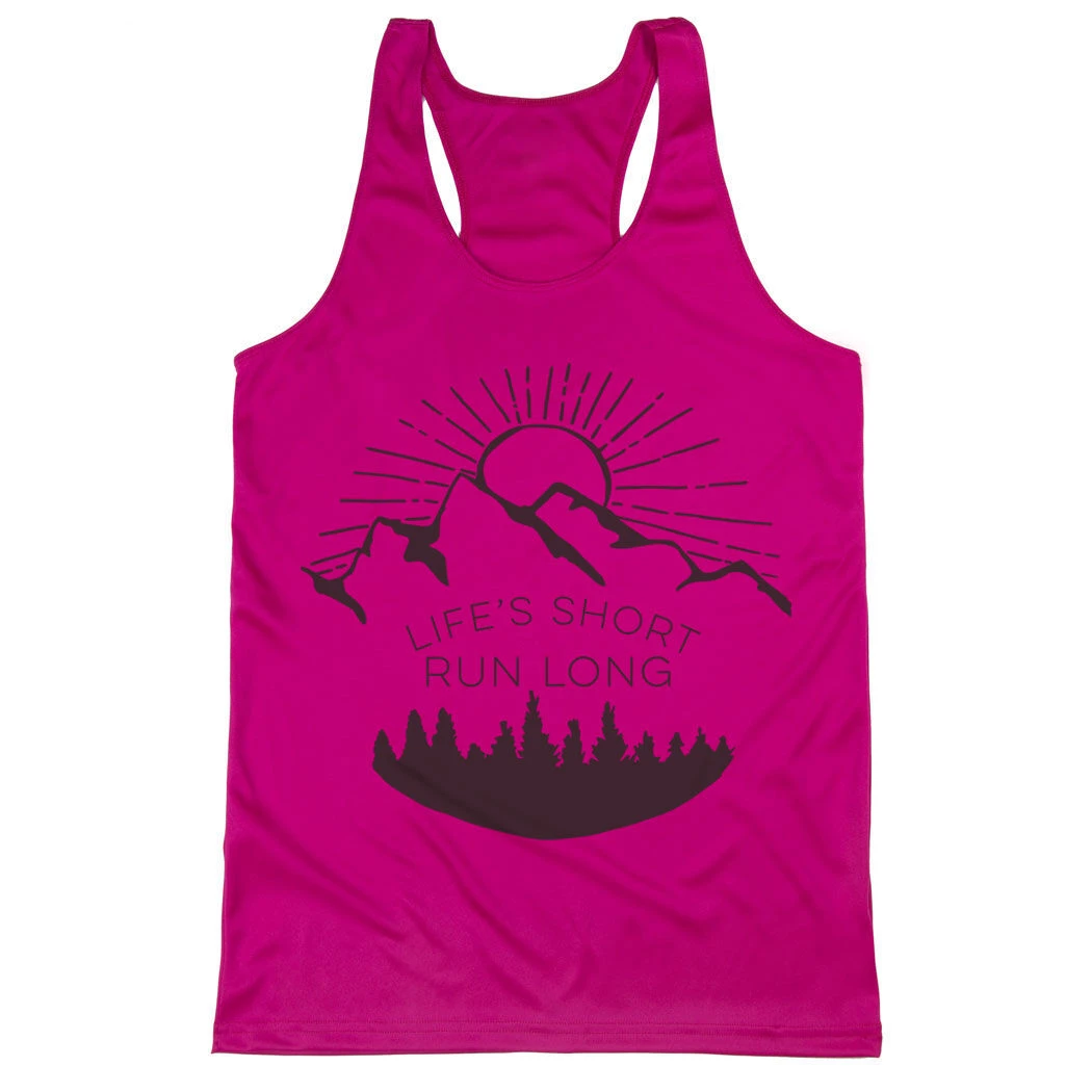Women's Racerback Performance Tank Top - Life's Short Run Long (Mountains) - Image 6