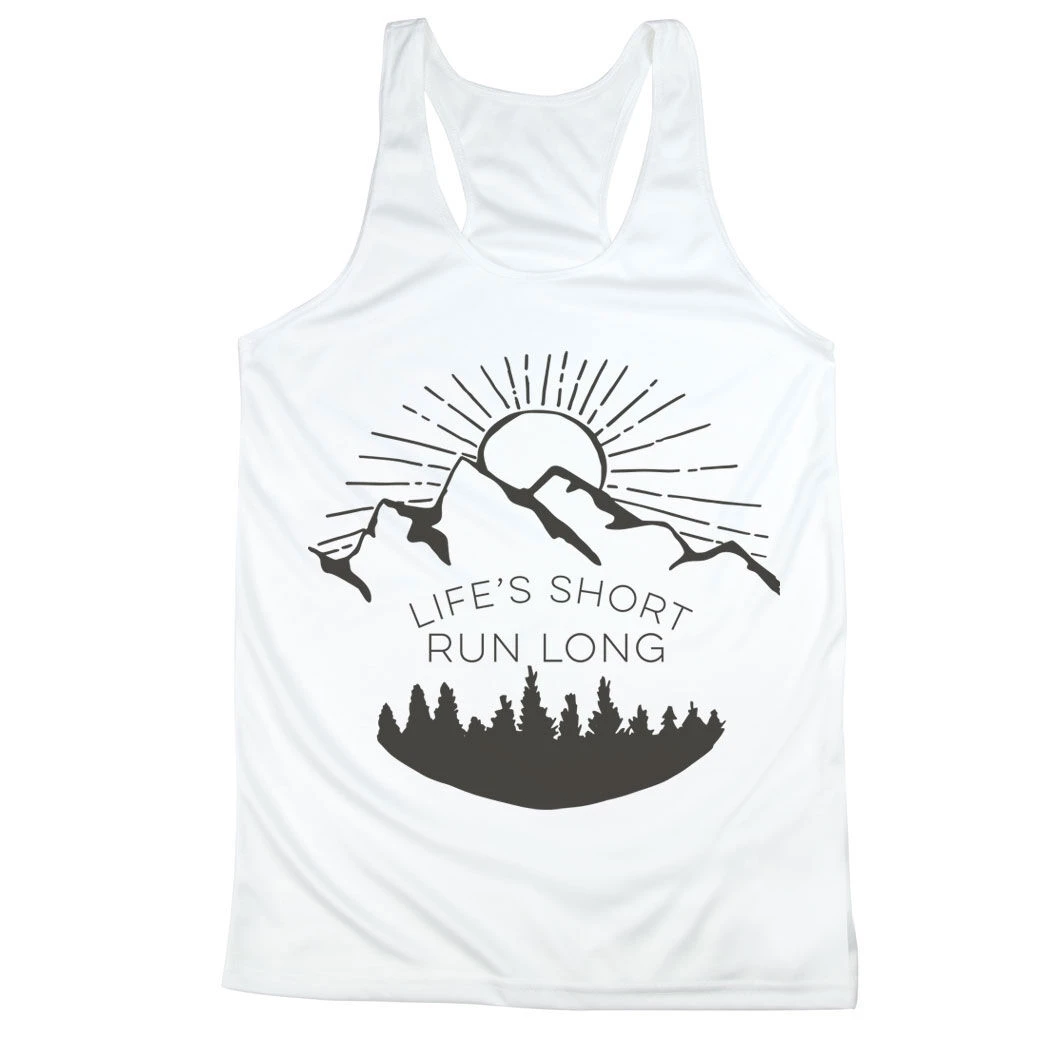 Women's Racerback Performance Tank Top - Life's Short Run Long (Mountains) - Image 8