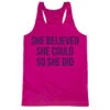 Women's Racerback Performance Tank Top - She Believed She Could (Simple)