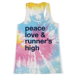 Women's Performance Tank Top - Peace Love & Runner's High Tie-Dye