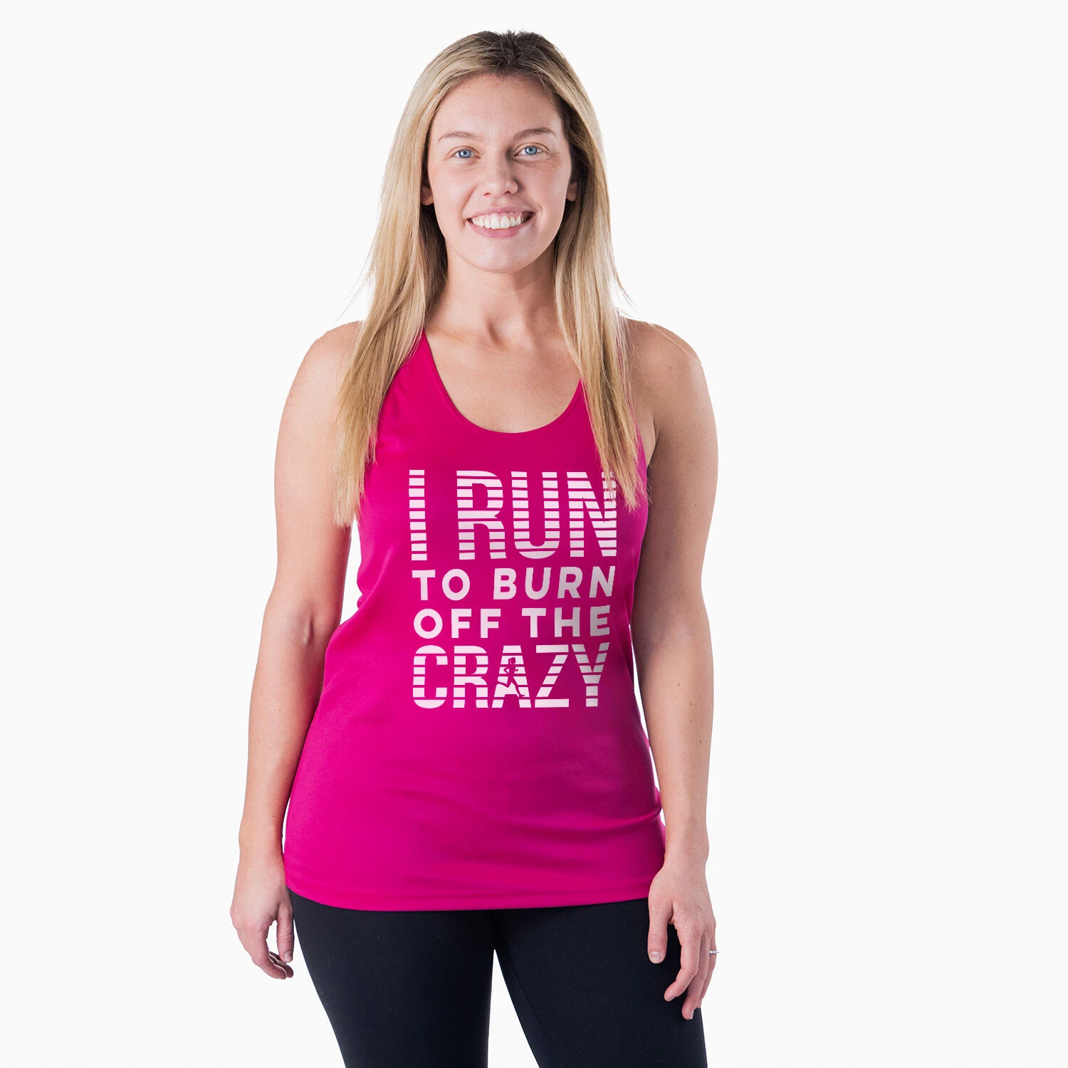 Women's Racerback Performance Tank Top - I Run To Burn Off The Crazy (White) - Image 2