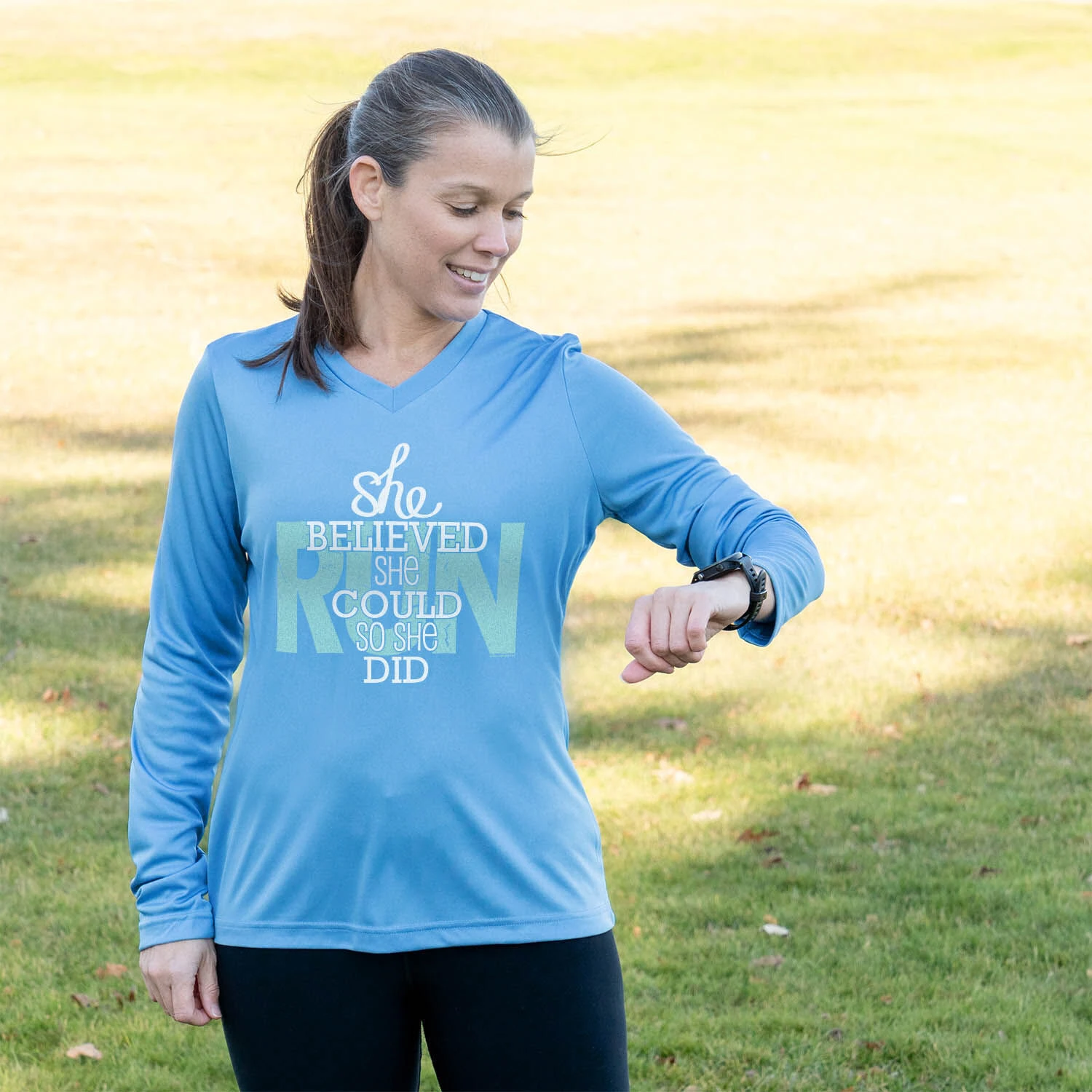 Women's Long Sleeve Tech Tee - She Believed She Could So She Did - Image 4