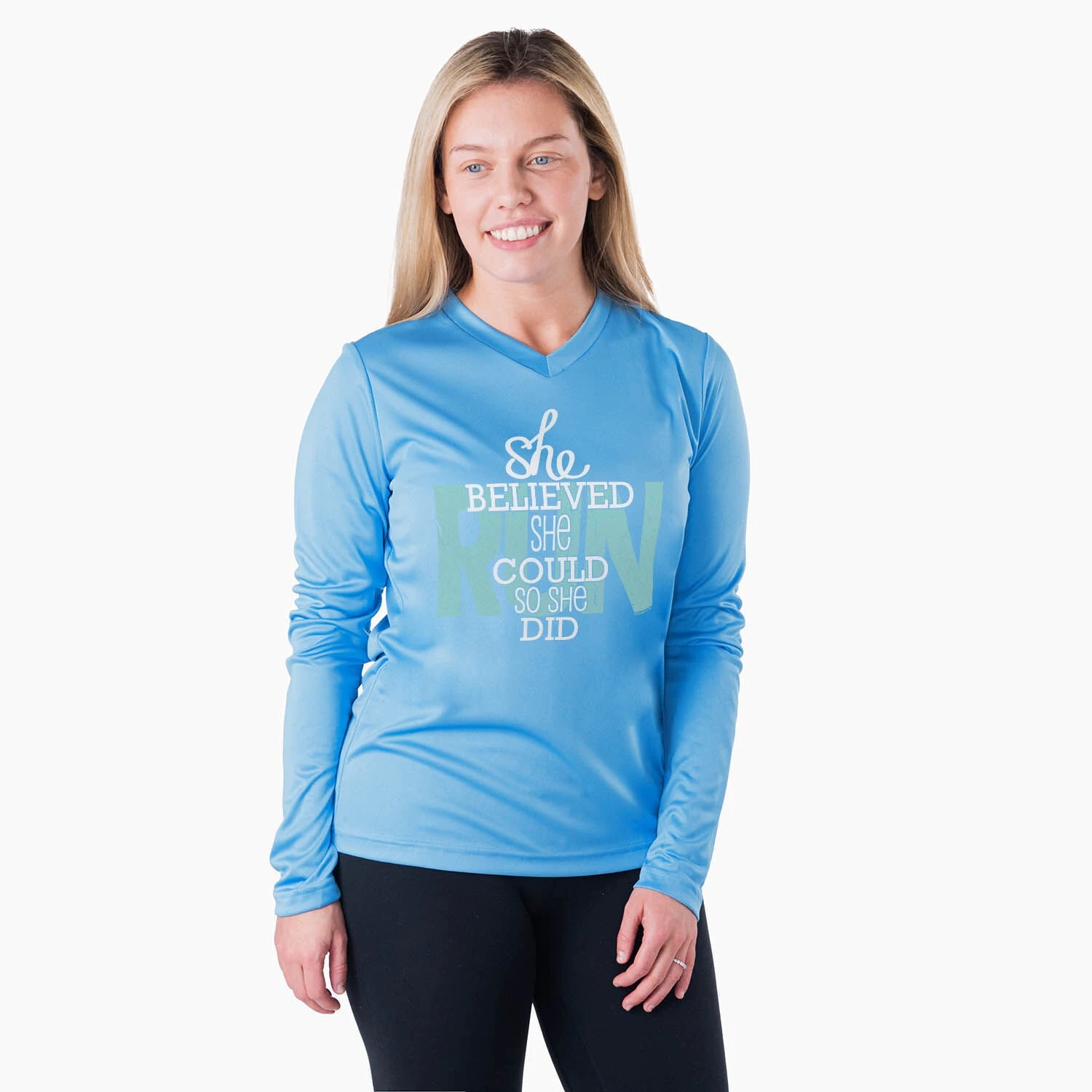 Women's Long Sleeve Tech Tee - She Believed She Could So She Did - Image 2