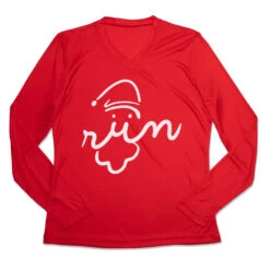 Women's Long Sleeve Tech Tee - Santa Run Face
