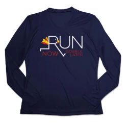 Women's Long Sleeve Tech Tee - Let's Run Now Gobble Later