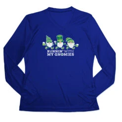 Women's Long Sleeve Tech Tee - Runnin' With My Gnomies® - Lucky
