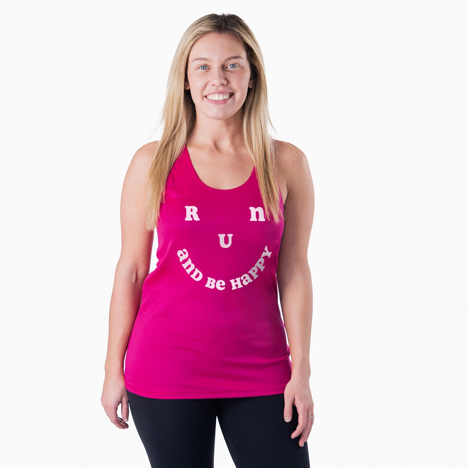 Women's Racerback Performance Tank Top - Run And Be Happy - Image 2
