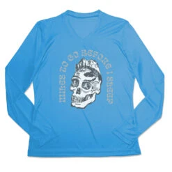 Women's Long Sleeve Tech Tee - Miles To Go Before I Sleep - Skull