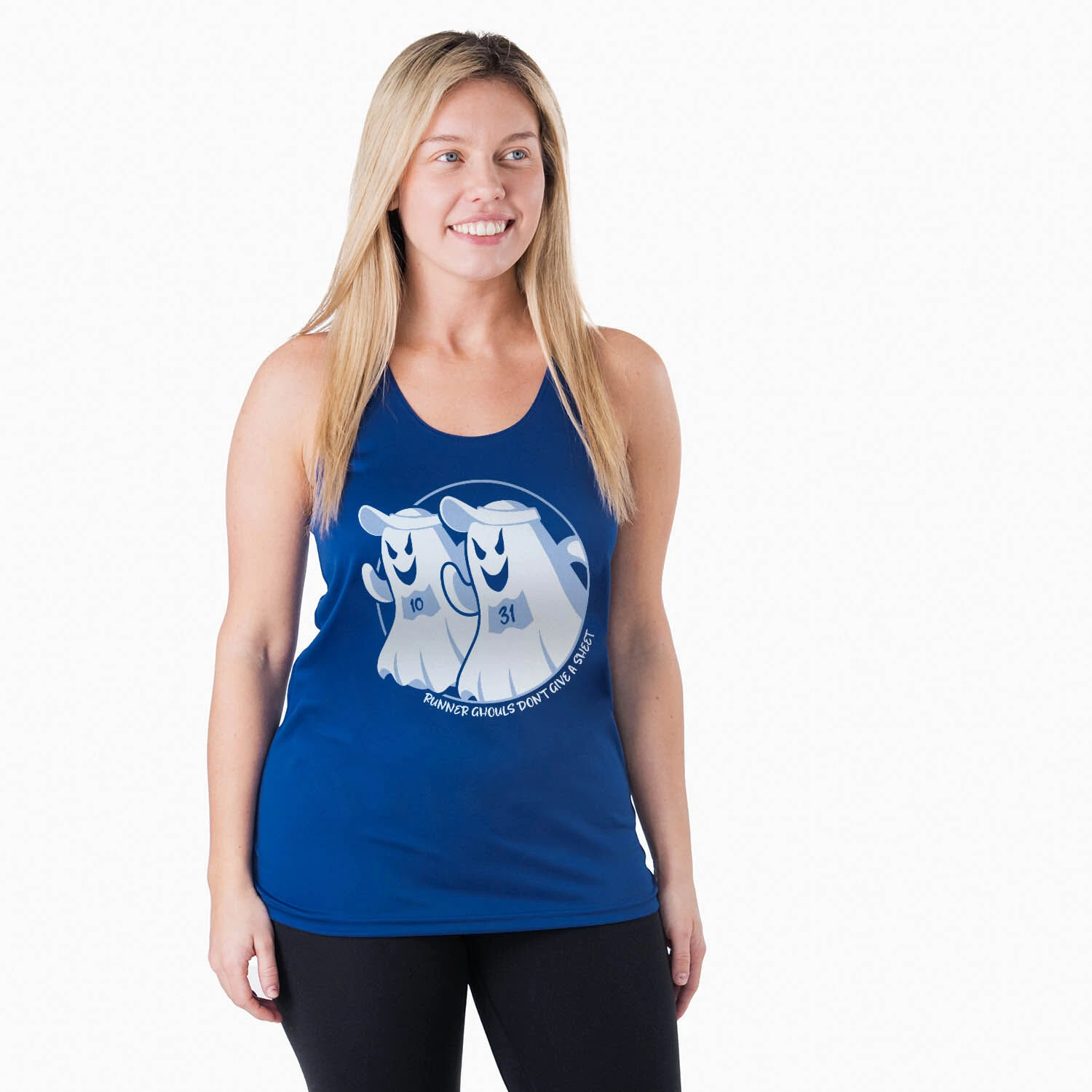 Women's Racerback Performance Tank Top - Runner Ghouls Don't Give A Sheet - Image 2