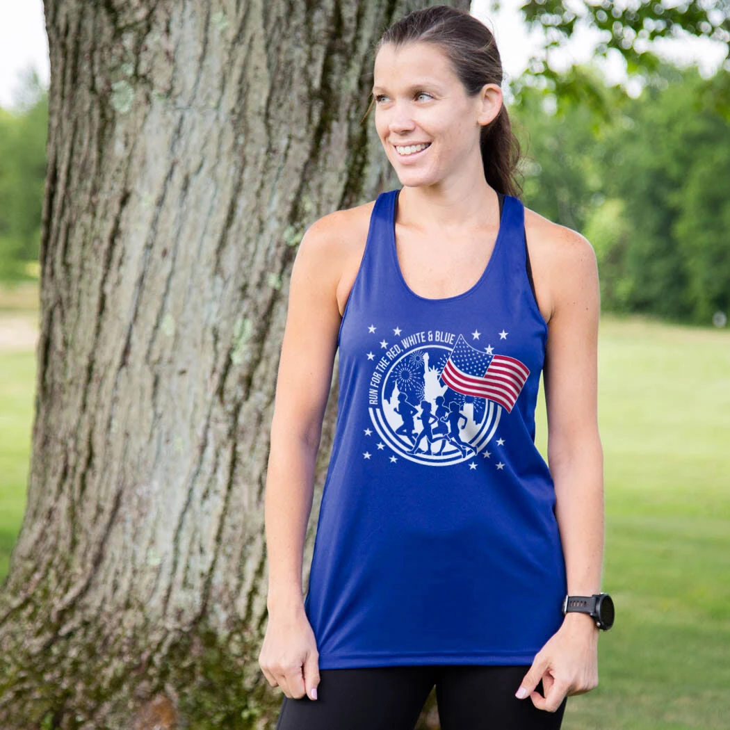 Women's Racerback Performance Tank Top - Run For The Red, White & Blue - Image 4