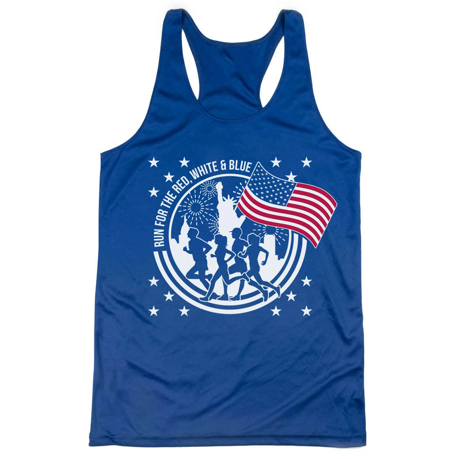 Women's Racerback Performance Tank Top - Run For The Red, White & Blue